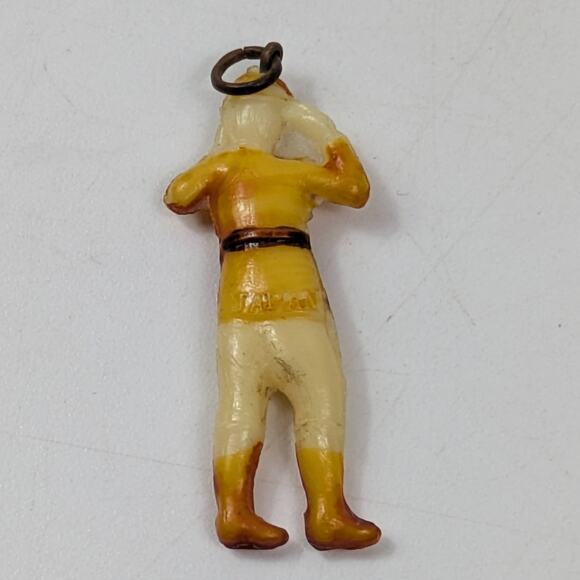 Vintage Celluloid Military Soldier Charm Japan Yellow Hand Painted Miniature - Picture 2 of 2